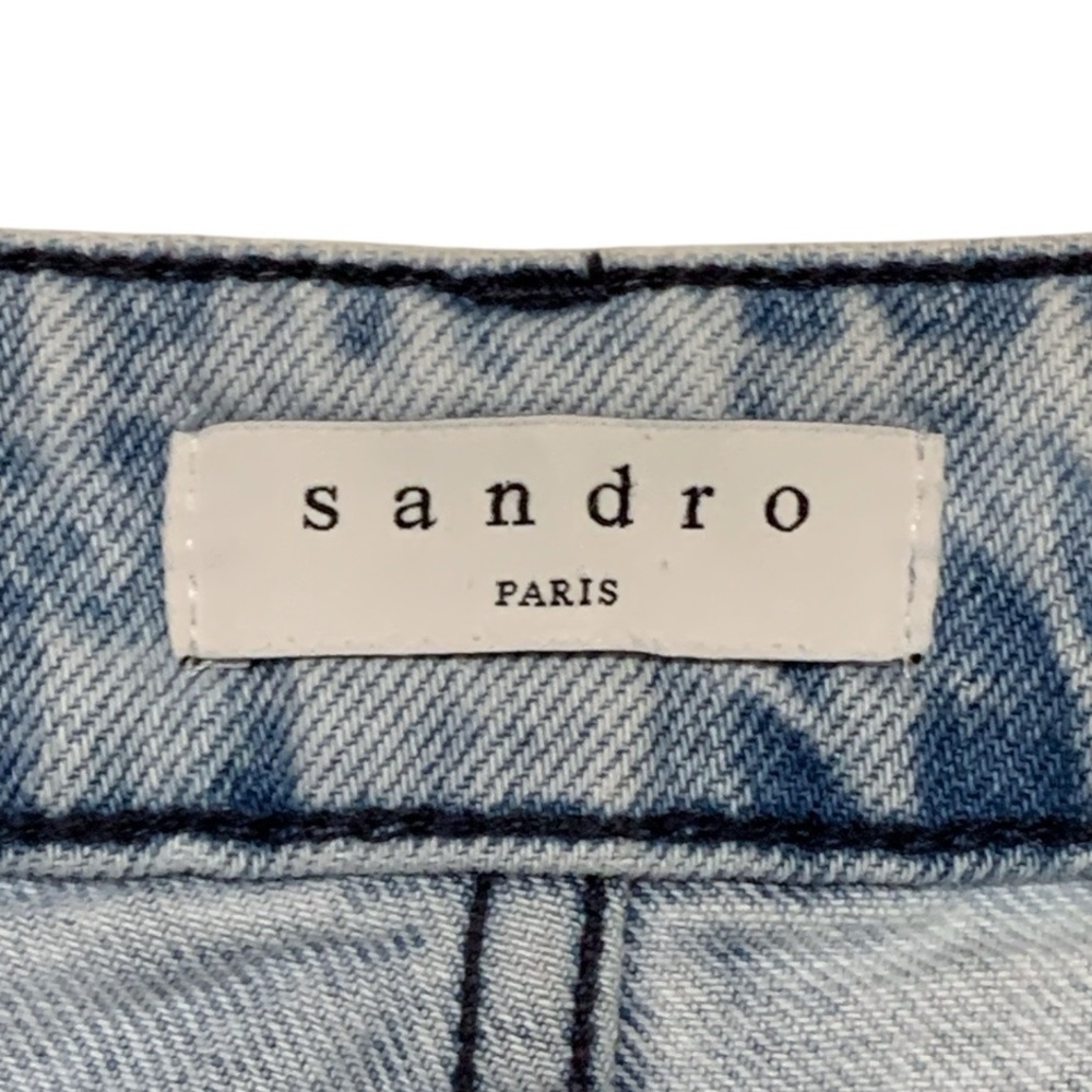 Sandro High Waisted Front Yoke Straight Leg Jeans In Light Wash | Size EU 36 - Picture 12 of 16
